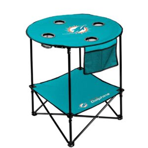 NFL 27.6" Round Tailgate Table with shelf. Miami Dolphins.