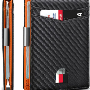 Aursear Wallet for Men Slim, Genuine Leather Mens Wallet RFID Blocking Credit Card Holder with Money Clip