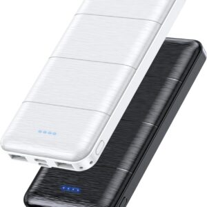 Portable-Charger-Power-Bank - 2 Pack 15000mAh Dual USB Power Bank Output 5V3.1A Fast Charger Portable Charger Compatible with Smartphones and All USB Devices (Deep Black and White)