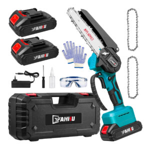 YAHHU 6 inch Mini Chainsaw, Portable Electric Cordless Chainsaw Set,Battery Powered,Small Handheld Chain Saws Pruning for Tree Branches