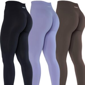 AUROLA Dream Collection Workout Leggings for Women High Waist Seamless Scrunch Athletic Running Gym Fitness Active Pants. Size M. Set of 3