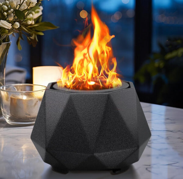 Ceramics Table Top Fire Pit Bowl, Indoor Outdoor Tabletop Fire Pits Bowl for Smores Portable Ethanol Fireplace for Patio Balcony Decor Gathering, Black.