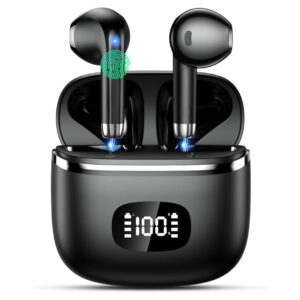 Wireless Earbuds Bluetooth Headphones 5.3 Bass Stereo Earphones, 40H Playtime Ear Buds with LED Power Display, Bluetooth Earbud with Noise Cancelling Mic IPX7 Waterproof Earbuds for iOS Android