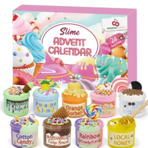Advent Calendar 2024 - Christmas Countdown Calendars 24 Days of Surprises with DIY Fluffy Slime Kit Funny Gifts Toy for Toddler Kids Teens Girls 4 5 6 7 8 9 10 11 12 Year Old Pink