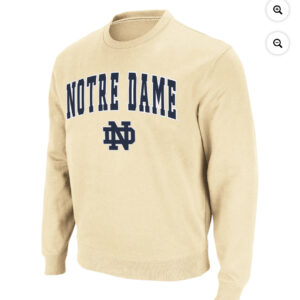 Men's Colosseum Gold Notre Dame Fighting Irish Arch & Logo Crew Neck Sweatshirt. Size M and L.