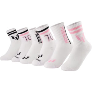 Messi Girls' Lifestyle Crew, 6-Pack Kids Socks, Soft & Stretchy, Comfortable. Size M