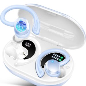 Rulefiss Wireless Earbuds Bluetooth Headphones Sport, 2024 Bluetooth 5.3 Earbuds 14.2mm Driver Stereo Over Ear Buds, 48Hrs Earphones with Earhook, Noise Cancelling Mic, IP7 Waterproof for Android iOS