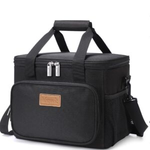 Lifewit Large Lunch Bag Insulated Lunch Box Soft Cooler Cooling Tote for Adult Men Women, Black 12-Can (8.5L)
