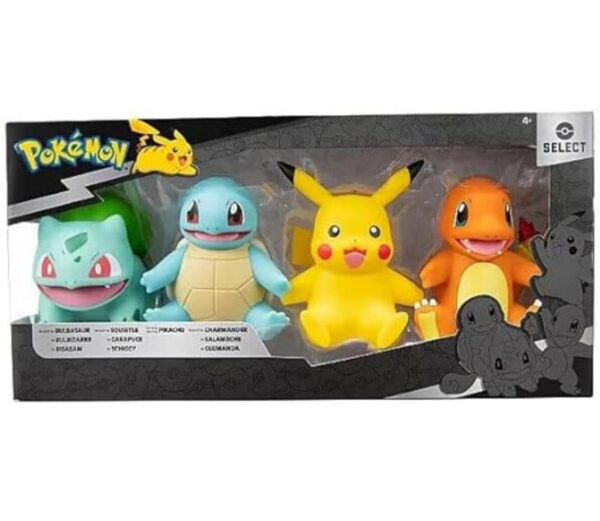 Pokémon Select Battle Figures 4-Pack - Pikachu, Charmander, Bulbasaur, Squirtle.