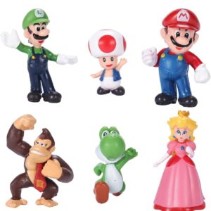 6 pcs/Set Mario Figures Toy - Mario & Luigi Figurines – Yoshi & Mario Bros Action Figures （2 inch)