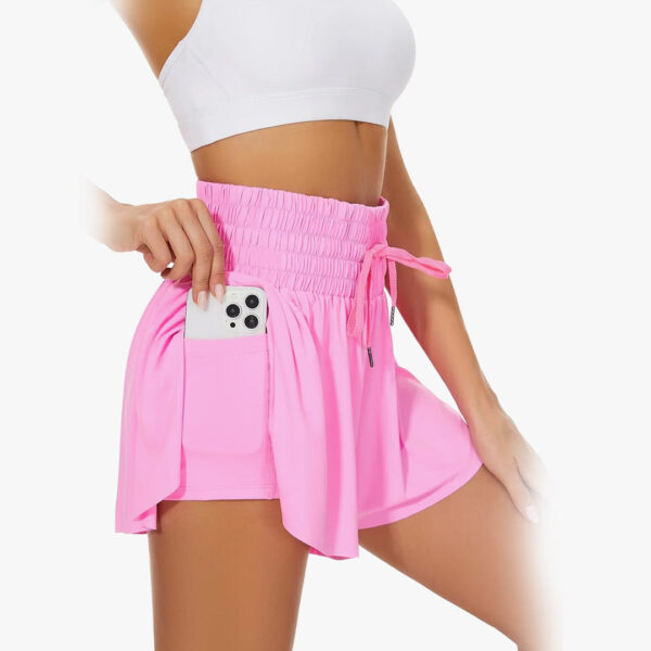 High Waist Flowy Athletic Shorts for Women Butterfly Shorts High Rise Workout Gym Shorts. - Image 2