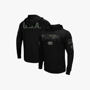 Men's Colosseum Black Florida Gators OHT Military Appreciation Hoodie Long Sleeve T-Shirt.