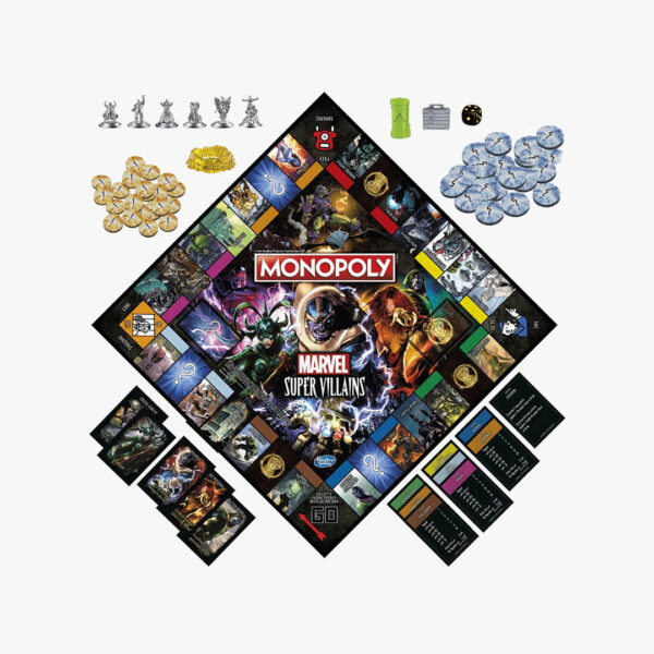 Monopoly Marvel Super Villains Edition Board Game for Kids and Family Ages 8 and Up, 2-6 Players.