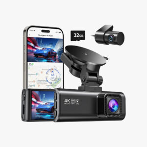REDTIGER Dash Cam Front Rear, 4K/2.5K Full HD Dash Camera for Cars, Free 32GB Card, Built-in Wi-Fi GPS, 3.16” IPS Screen, Night Vision, 170°Wide Angle, WDR, 24H Parking Mode