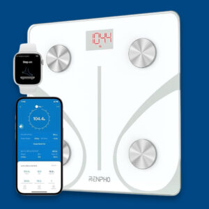 RENPHO Digital Body Weight Scale, Body Composition Monitor Health Analyzer with Smartphone App, White
