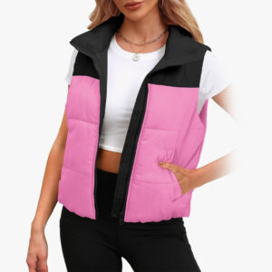 SAMPEEL Puffer Vest Women Cropped Stand Collar Lightweight Padded Outerwear Fall Winter Clothes Warm Zip Up with Pockets. Size M