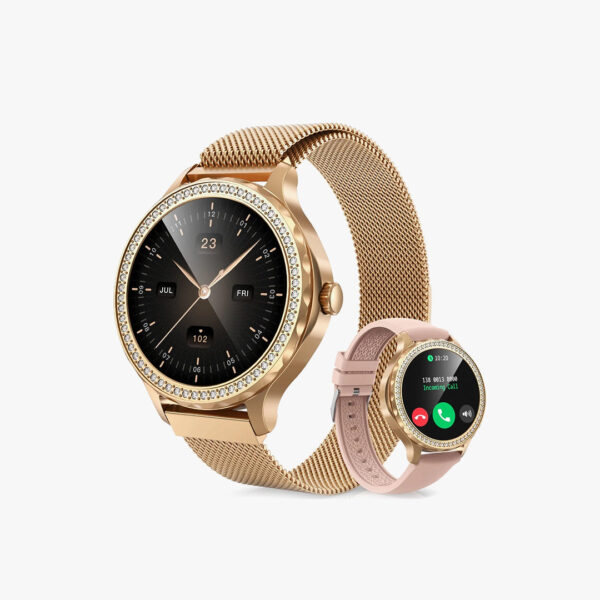 TOPVISION Smart Watch for Women, Fitness Tracker with 100+ Sport Modes 2 Bands for Android iOS, Gold.