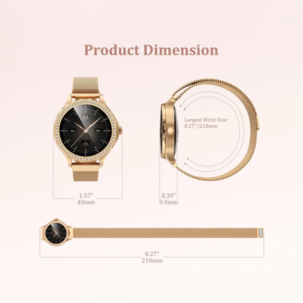 TOPVISION Smart Watch for Women, Fitness Tracker with 100+ Sport Modes 2 Bands for Android iOS, Gold. - Image 9