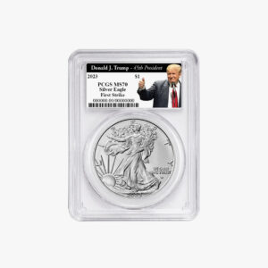 The United States Mint 2023 $1 American Silver Eagle PCGS MS70 FS Trump 45th President Coin